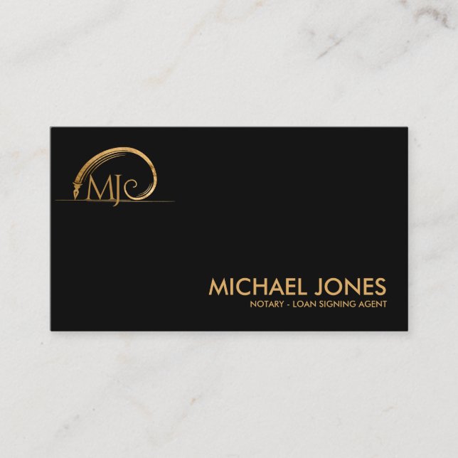 Cartão De Visita Caneta de Tinta Espiral do Ouro Geométrico Sagrado (Frente)