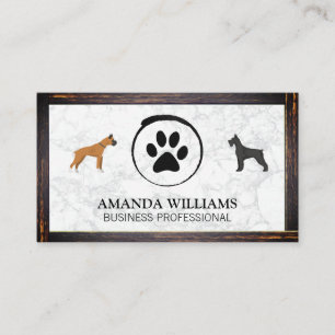 Cartão De Visita Canina e Pata Marble Fronteira de madeira Cartã