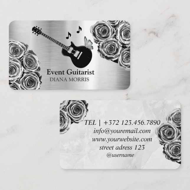 Cartão De Visita Cantor Guitarrista Músico Para Evento (Frente/Verso)