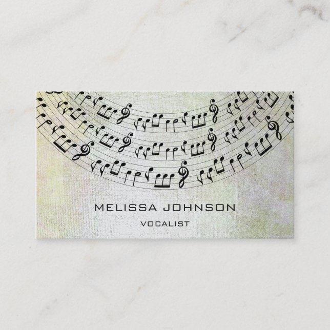 Cartão De Visita Cantor músico Componente Pianista Pastel Metálico (Frente)