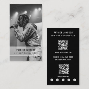 Cartão De Visita Cantor Músico Compositor Foto Hip Hop 2 Código QR