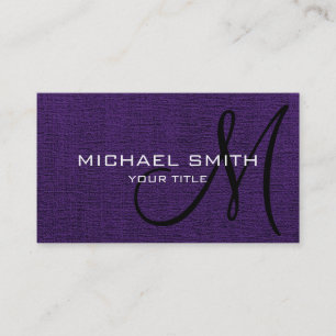 Cartão De Visita Canvas de Monograma Elegante Roxo
