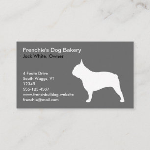 Cartão De Visita Cão branco da silhueta   Frenchie do buldogue