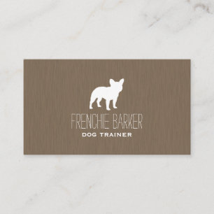 Cartão De Visita Cão branco da silhueta   Frenchie do buldogue