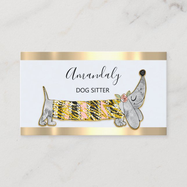 Cartão De Visita Cão-Cão Pet Fashique Boutique Care Cinza (Frente)