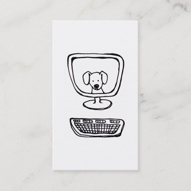 Cartão De Visita Cão do computador - tinta fresca do divertimento (Frente)