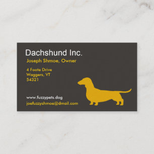 Cartão De Visita Cão do Wiener da silhueta   do Dachshund cinzento