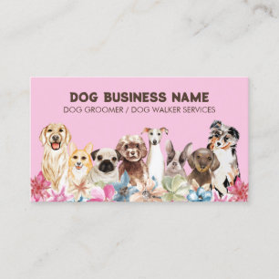 Cartão De Visita Cão elegante em rosa Código QR tosa