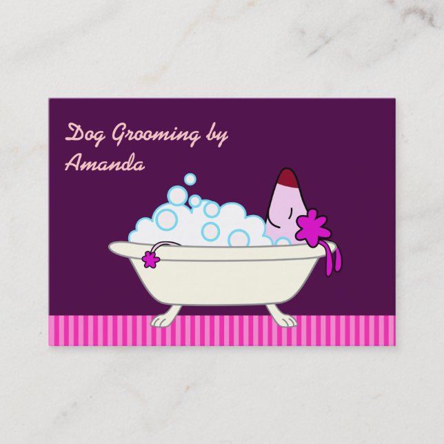 Cartão De Visita Cão na banheira - Groomer do animal de estimação (Frente)