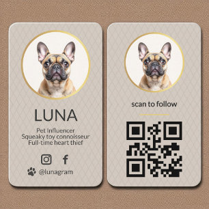 Cartão De Visita Cão Pet Elegante Foto Dourada Mídia Social Código