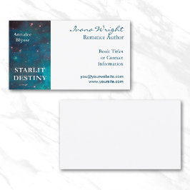 Cartão De Visita Capa de Livro do Autor Branco e Azul Oceano