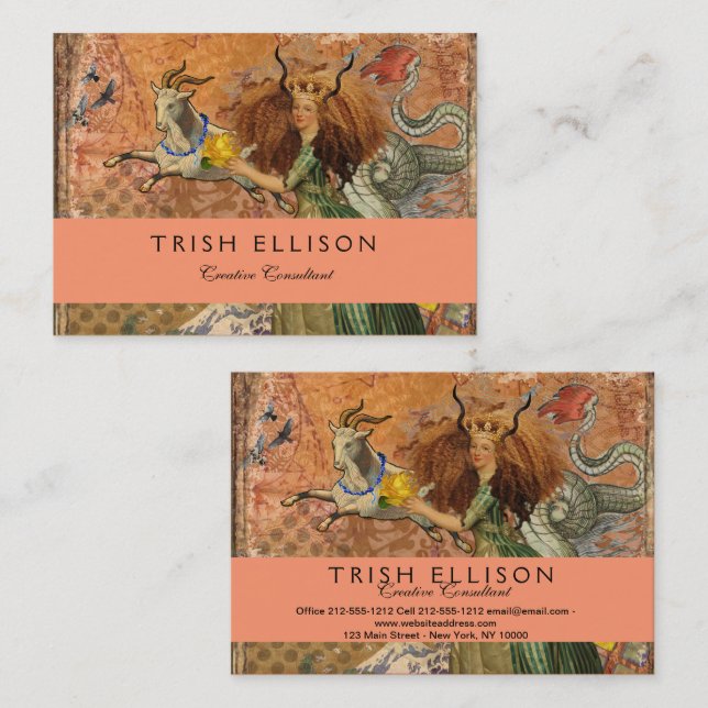 Cartão De Visita Capricórnio Mulher Cabra Brincadeira (Frente/Verso)