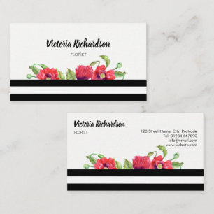 Cartão De Visita Cápsulas vermelhas com aquarelas Design