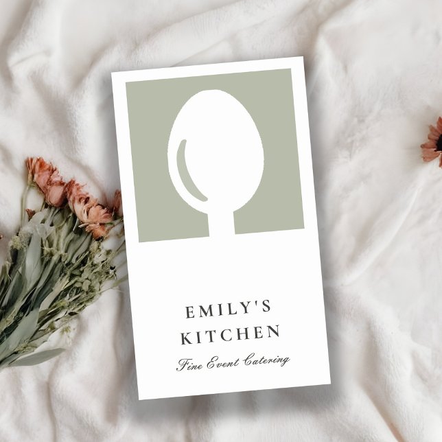 CARTÃO DE VISITA CAPTURA DE CHEF DA COLHER BRANCA DE CINZAS MINIMAI (Criador carregado)