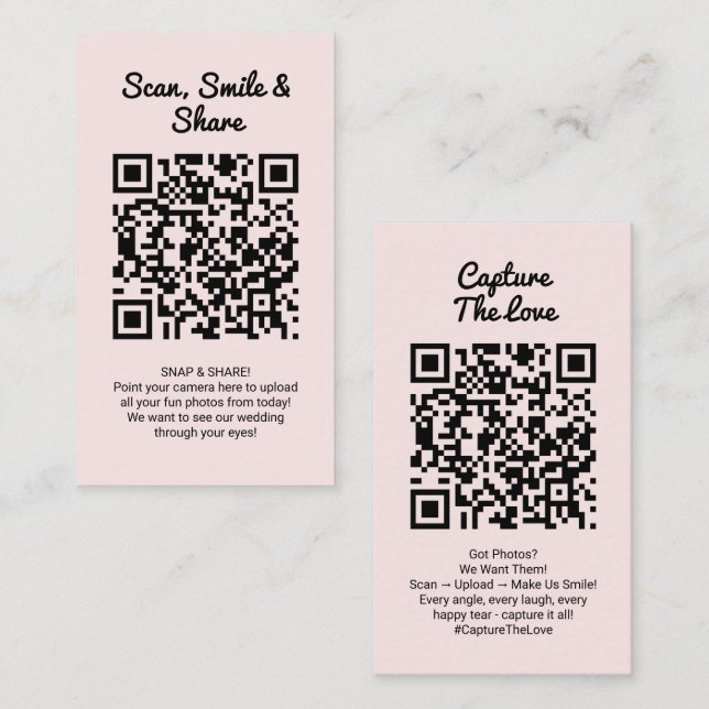 Cartão De Visita Capturar Código QR de Amor Compartilhamento de Fot (Frente/Verso)
