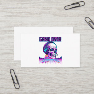 Cartão De Visita Capuz Gráfico de Caveira de Jogo Retro Synthwave G