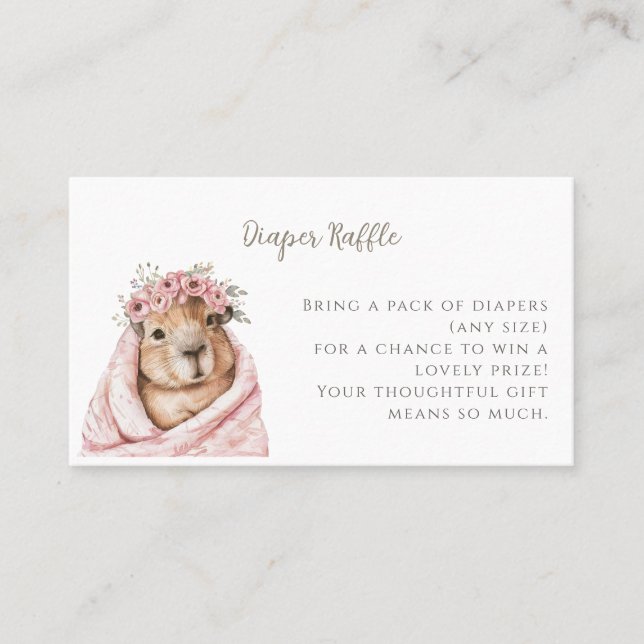 Cartão De Visita Capybara Baby Shower • Diaper Raffle Card (Frente)
