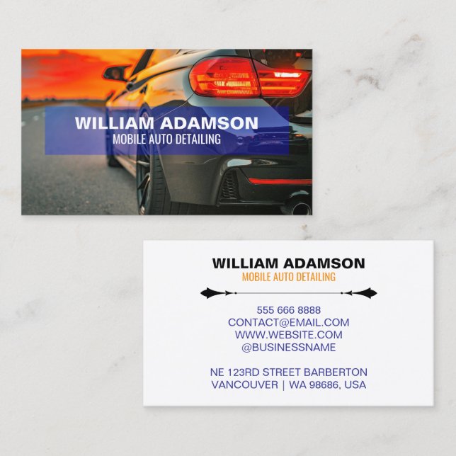 Cartão De Visita Car Sales, Auto Repair, Mobile Auto Detailing  (Frente/Verso)