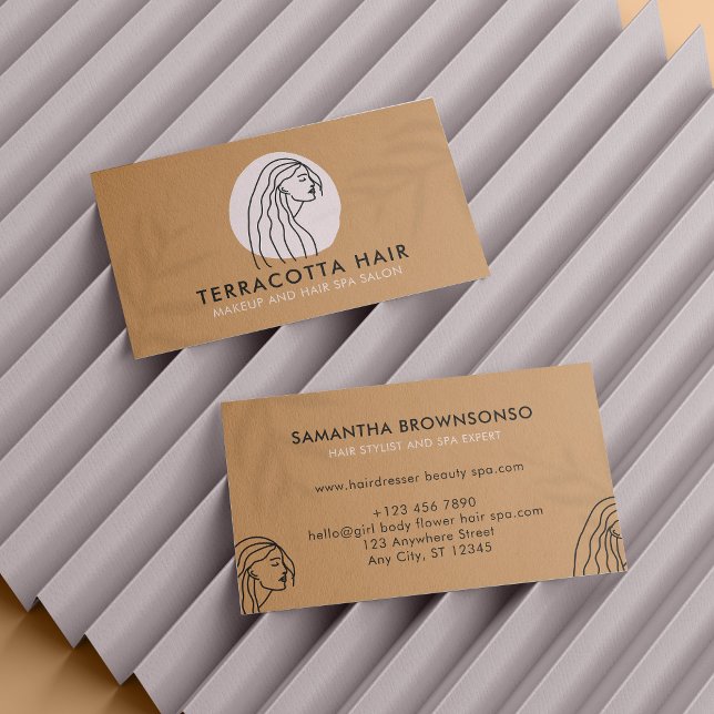 Cartão De Visita Caramel Brown Barber Leaf Shade Hair (Caramel Brown Barber Leaf Shade Female Hair Business Card)