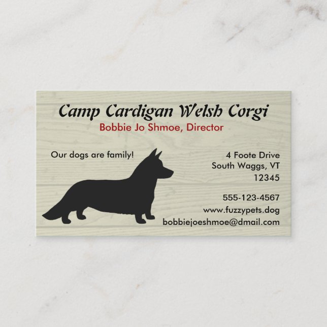 Cartão De Visita Cardigan Welsh Corgi (Frente)