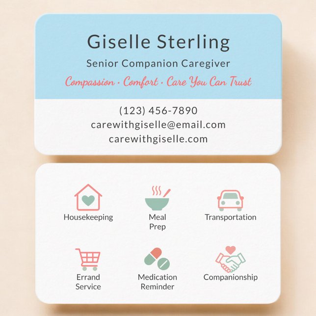 Cartão De Visita Caregiver Service Modern Home Help (Criador carregado)