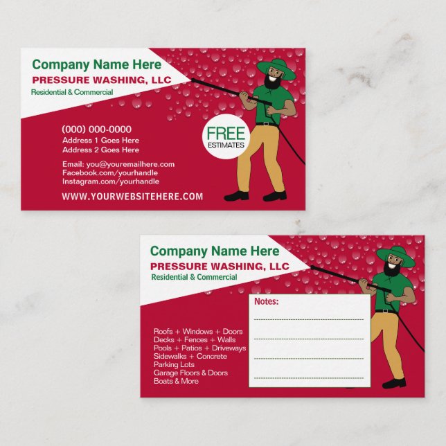 Cartão De Visita Caricatura do Modelo de Limpeza e Limpeza de Press (Frente/Verso)