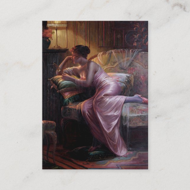 Cartão De Visita Carlier: Senhora elegante com espelho (Frente)