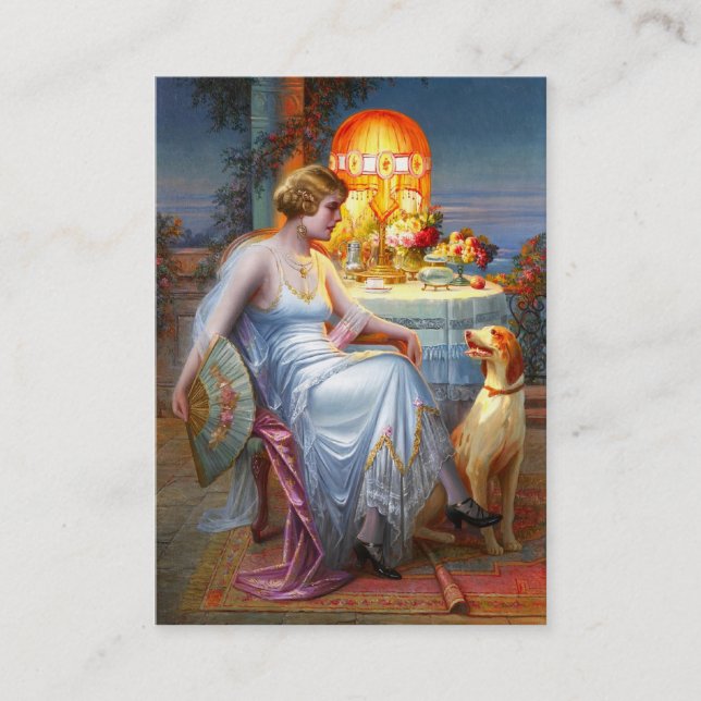 Cartão De Visita Carlier: Senhora elegante e seu cão (Frente)