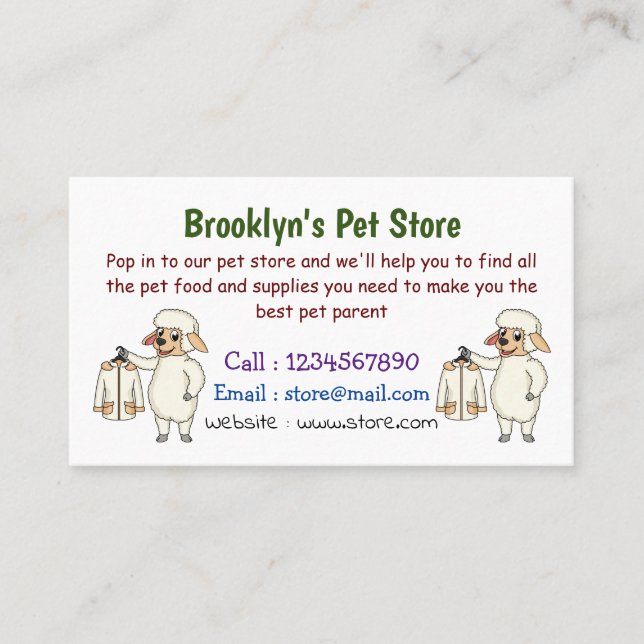 Cartão De Visita Carneiro bonito com cartografia de jaqueta (Frente)