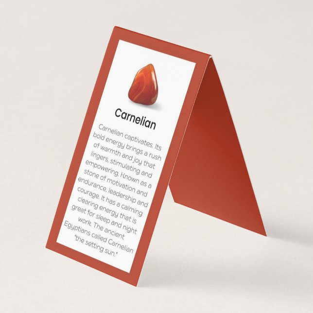 Cartão De Visita Carnelian Crystal Significando Jewelry Display Car (Frente)