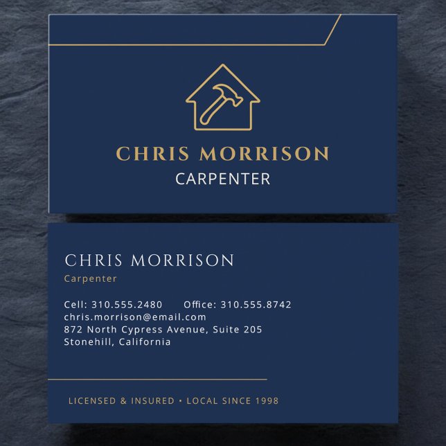 Cartão De Visita Carpenter Carpentry House Hammer Icon (Criador carregado)