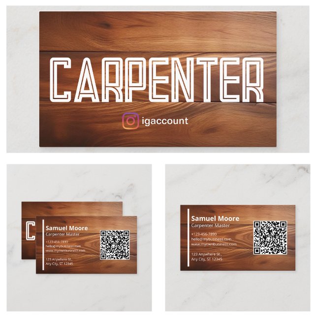 Cartão De Visita Carpenter Moderno (Modern Carob Carpenter Business Card
)