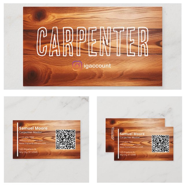Cartão De Visita Carpenter Professional QR Code de Amostra Design (Carpenter Professional QR Code Sample Design Business Card
)