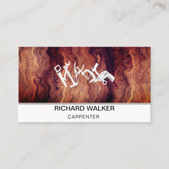Cartão De Visita Carpentry Handyman Tools Wooden Works (Frente)