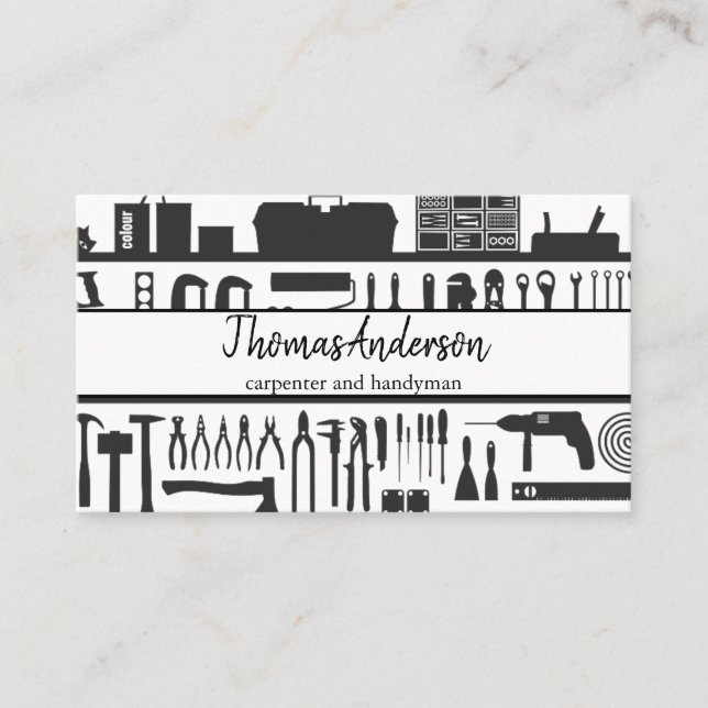 Cartão De Visita Carpintaria Rústica de Madeira Profissional (Frente)