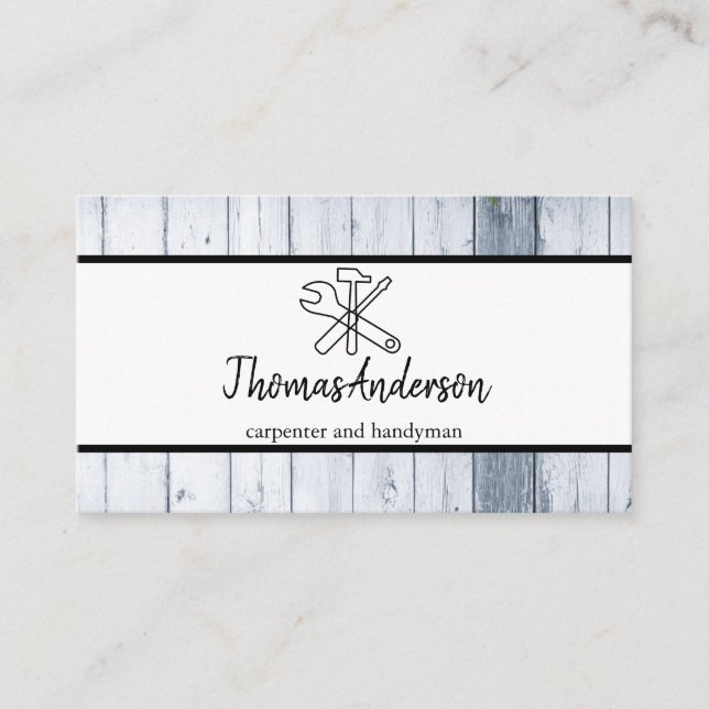 Cartão De Visita Carpintaria Rústica de Madeira Profissional (Frente)
