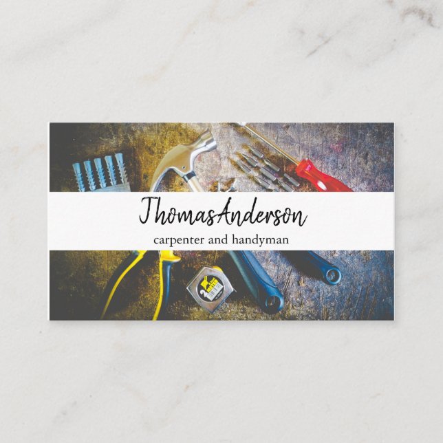 Cartão De Visita Carpintaria Rústica de Madeira Profissional (Frente)