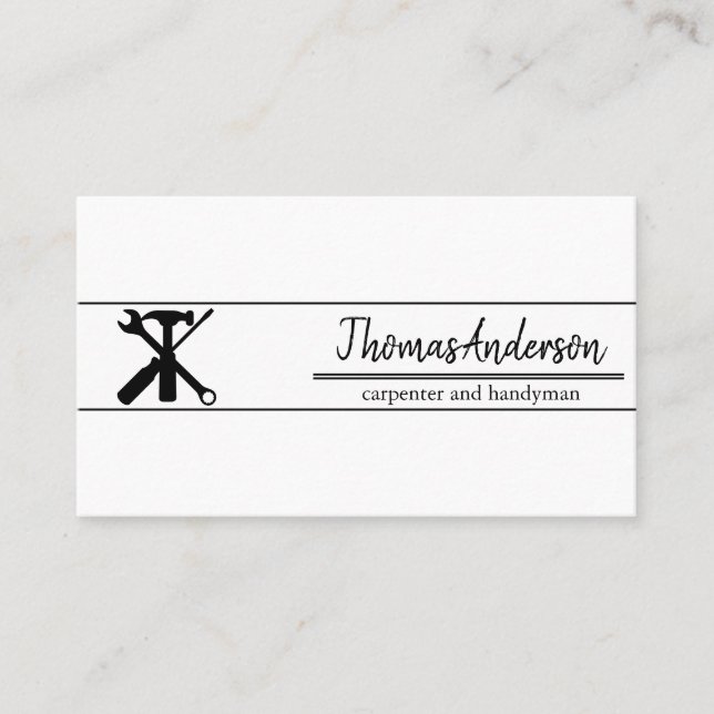 Cartão De Visita Carpintaria Rústica de Madeira Profissional (Frente)