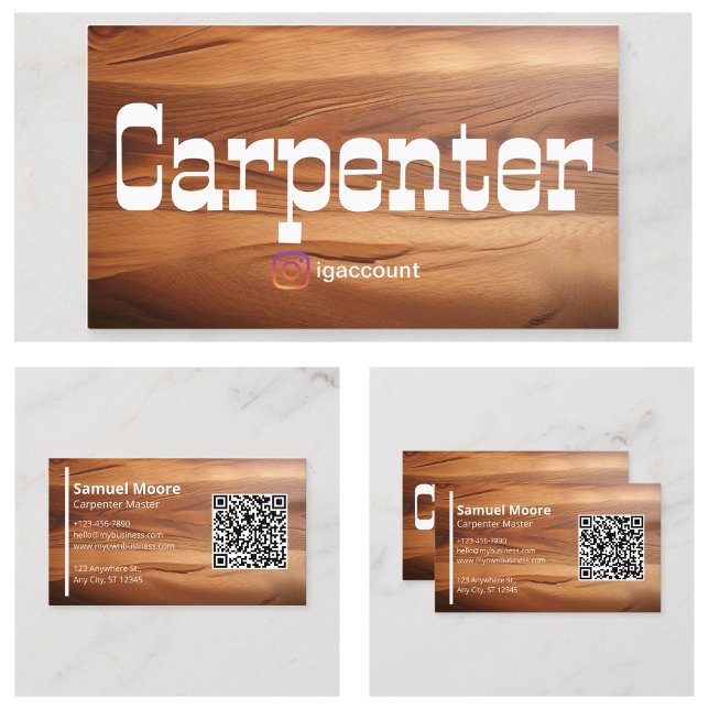 Cartão De Visita Carpinteiro russo moderno e simples (Modern and Simple Rustic Carpenter Business Card
)