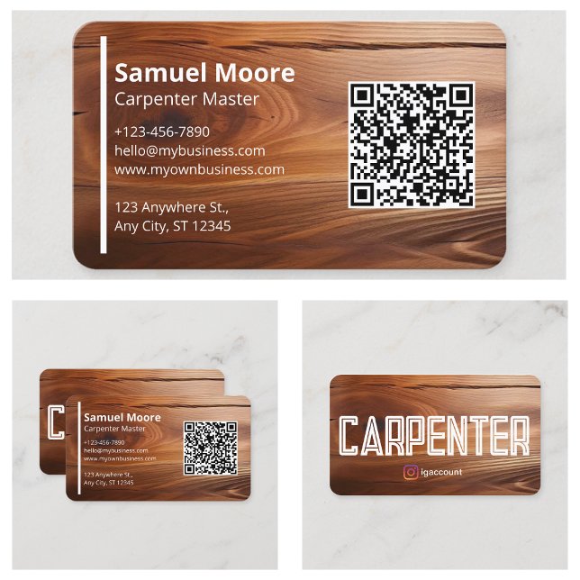 Cartão De Visita Carpinteiro Russo Simples (Simple Rustic Carpenter Business Card
)
