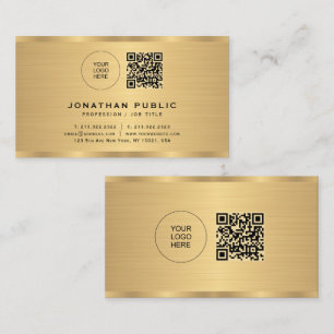 Cartão De Visita Carregue seu logotipo Elegante, aspecto Dourado