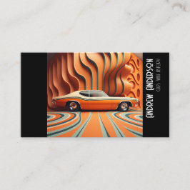 Cartão De Visita Carro antigo na moda laranja-laranja