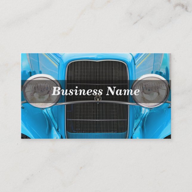 Cartão De Visita Carro Azul-Claro Antiguo (Frente)