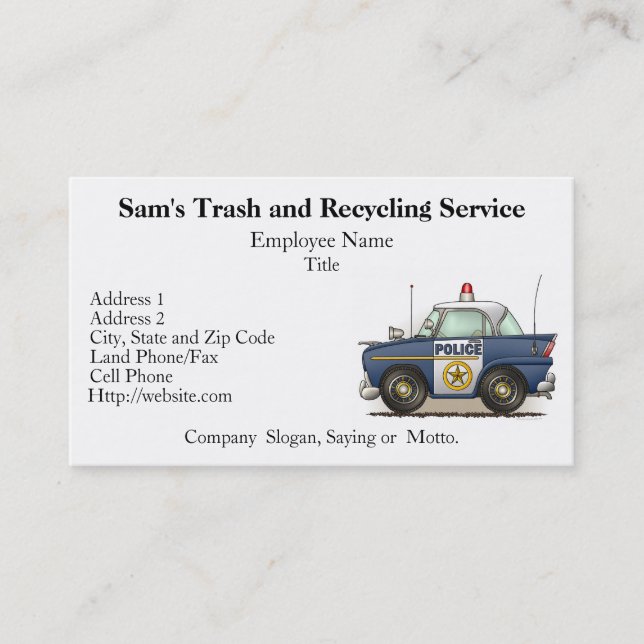 Cartão De Visita Carro da bobina de Crusier da polícia do carro de (Frente)