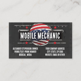 Cartão De Visita Carro de Bandeira Americano Auto Mecânico Patrióti