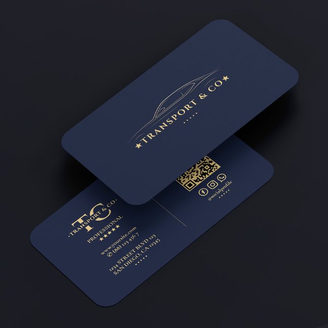 Cartão De Visita Carro de Marinho Elegante Automático do Driver Mod (Modern Driver Auto Elegant Navy Gold Car Business Card
)