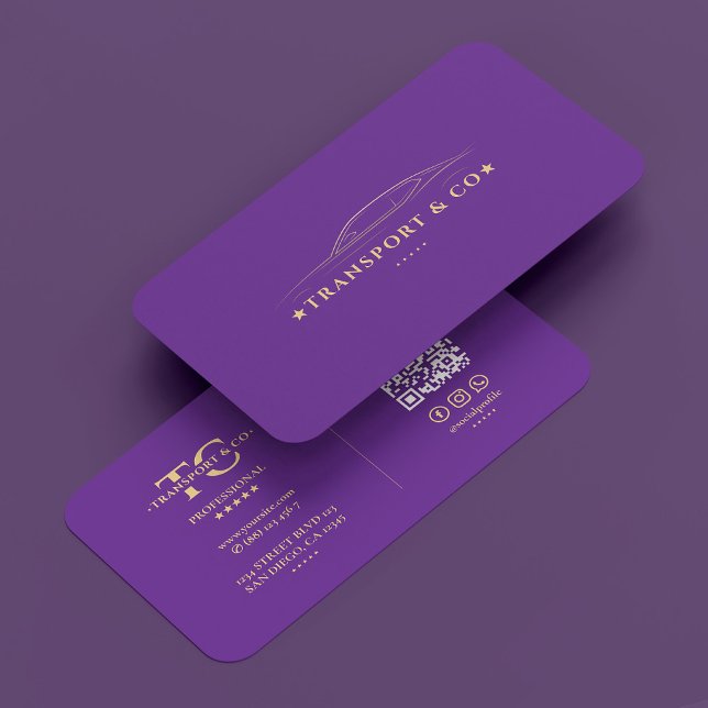 Cartão De Visita Carro de Transporte Aluguel Chauffeur Royal Purple (Transport Car Driver Company Royal Purple Modern Business Card
)