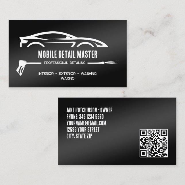Cartão De Visita 🚿 Carro Detalhando QR Personalizado (Frente/Verso)