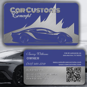 Cartão De Visita Carro moderno luxuoso de cor prata cobalto com est