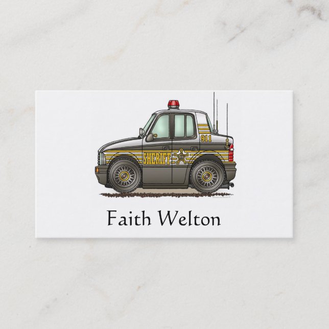 Cartão De Visita Carro-patrulha do carro do xerife (Frente)